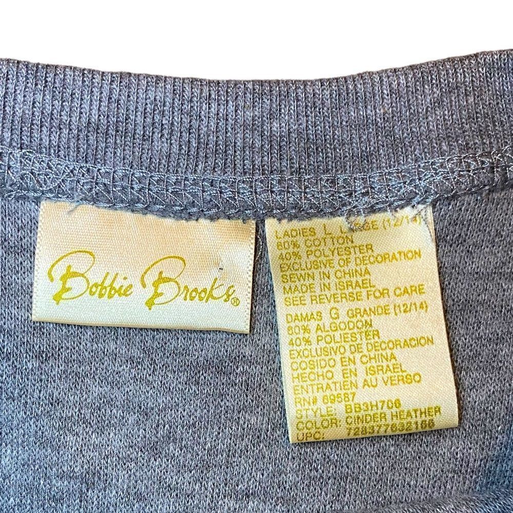 Coastal Grandma Gray Bobbie Brooks Floral Patch Sweater Women’s Size Large - Picture 7 of 8